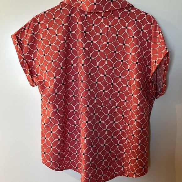 Adrienne Vittadini Geometric Salmon Colour Women's Top Short Sleeve size Large - Picture 2 of 7